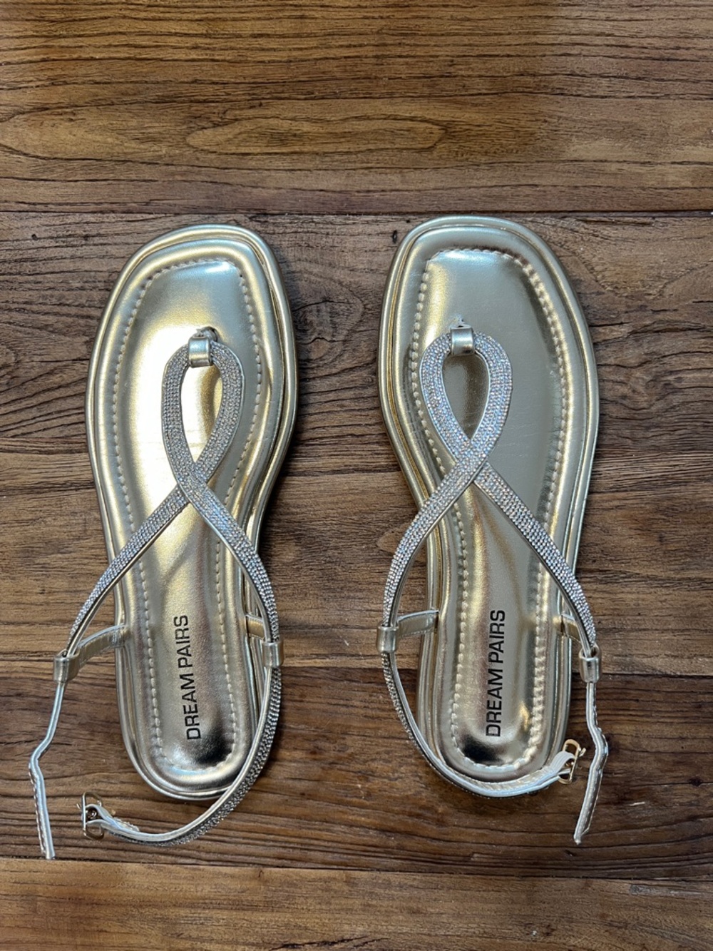 Dream Pairs Women's Silver Loop T-Strap Sandals